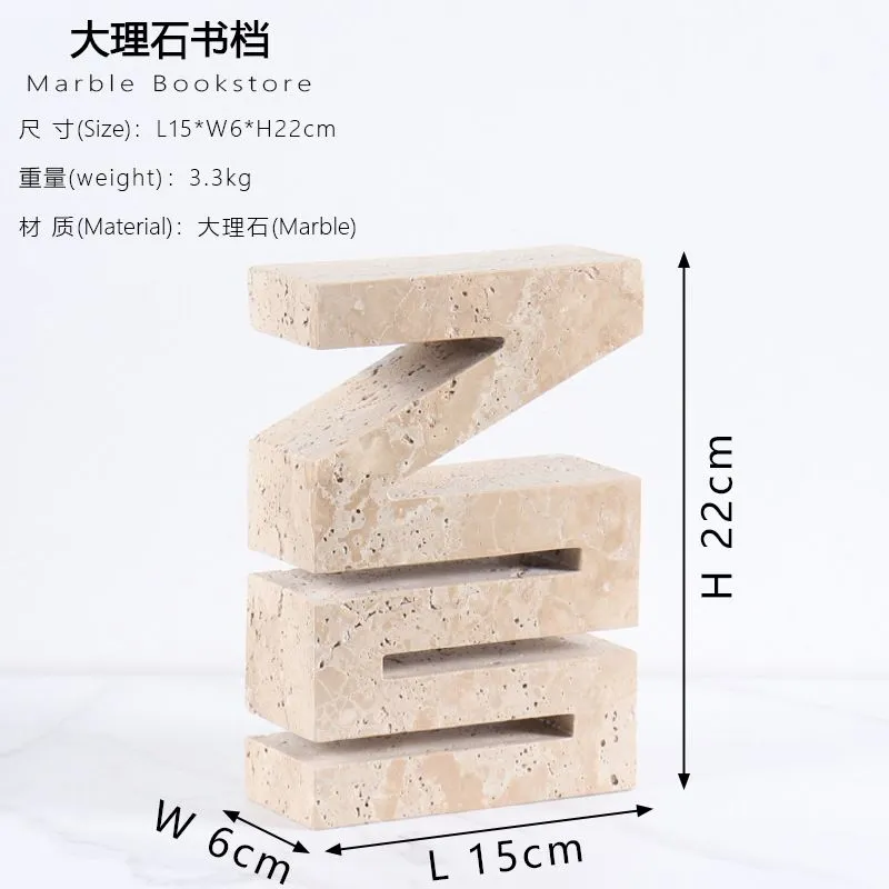 Beige travertine bookends ornaments 1 Beige travertine bookends ornaments 1